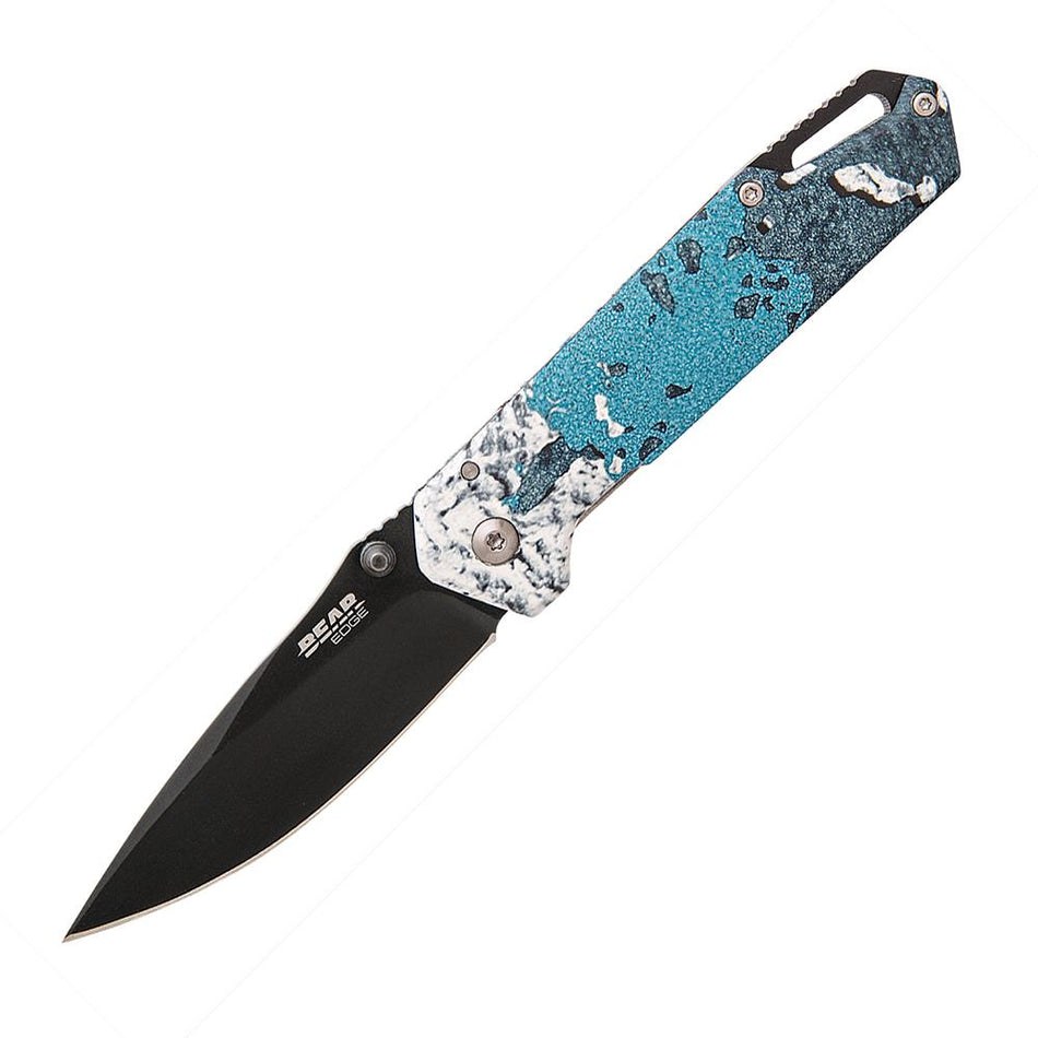 Bear & Son Brisk 3.0 Folding Knife 2-7/8" Drop Point TrueTimber Rift Blue Handle
