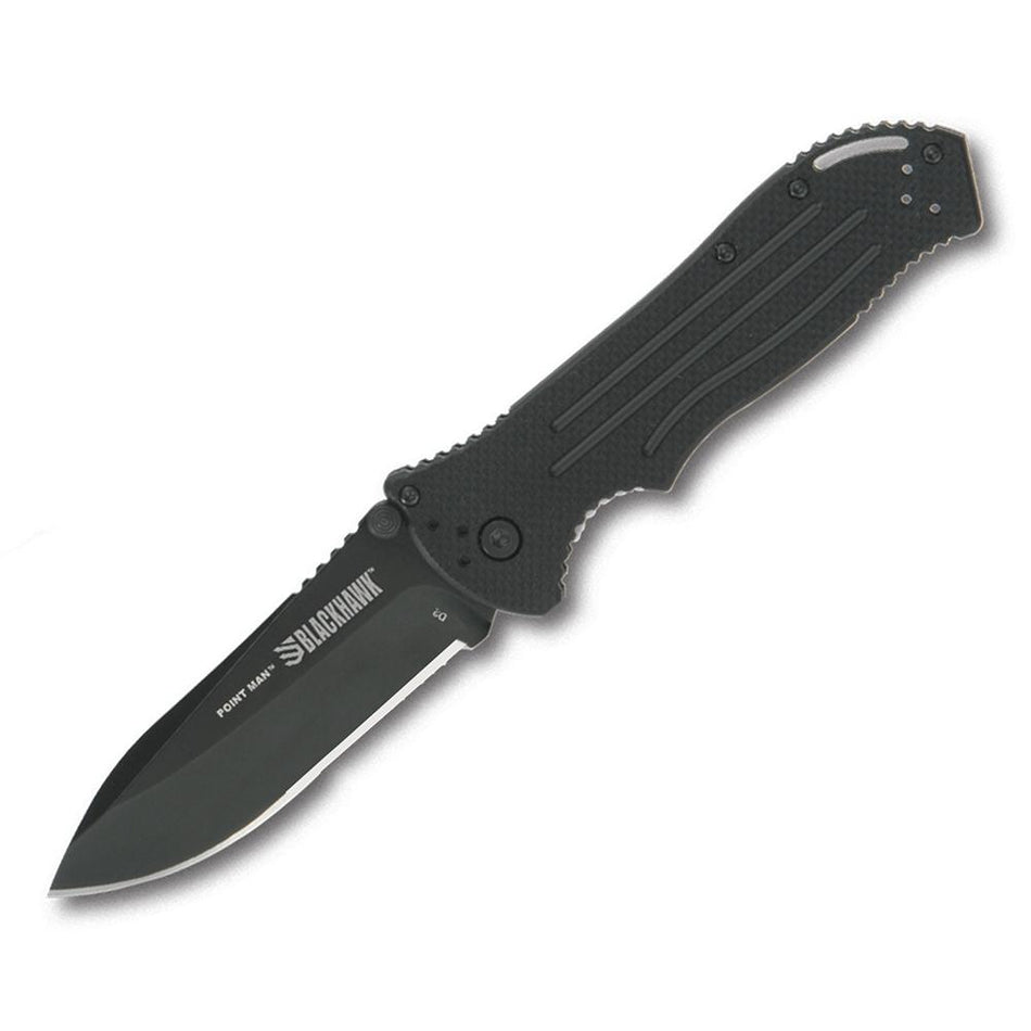 Bear & Son Point Man Sideliner Assisted Opening Folding Knife 3-3/8" Drop Point Blade Black