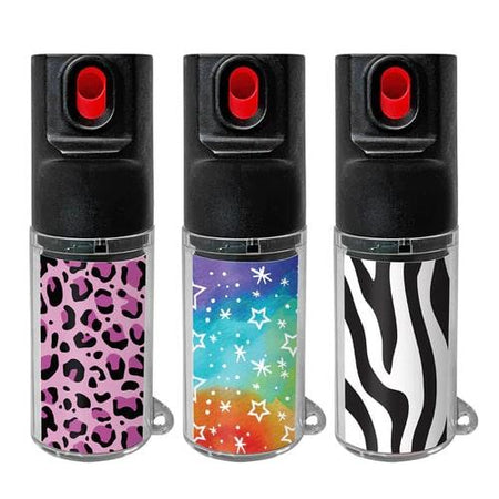 Mace Chameleon Pepper Spray with Interchangeable Skins Pink Stars Zebra
