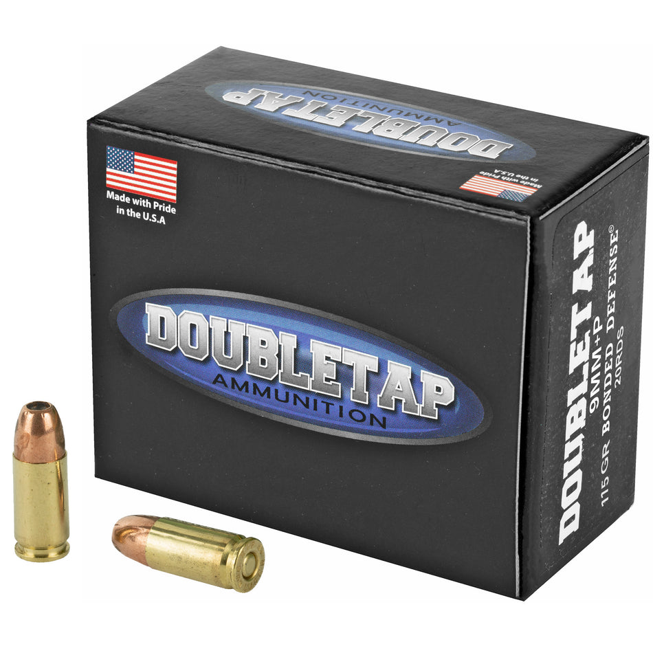 DoubleTap 9mm Luger/Parabellum 9MM115BD Bonded Defense +P Jacketed Hollow Point JHP 115 Grain