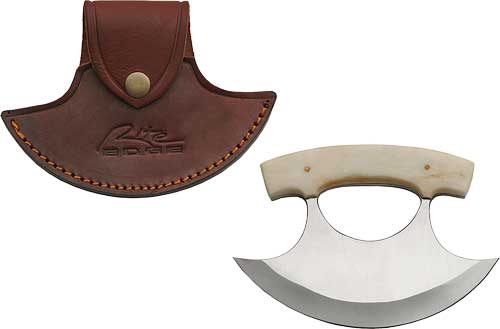 Rite Edge 6" Ulu Knife Bone Handle with Leather Sheath