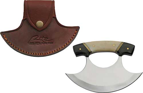 Rite Edge 6" Ulu Knife Horn and Bone Handle with Leather Sheath