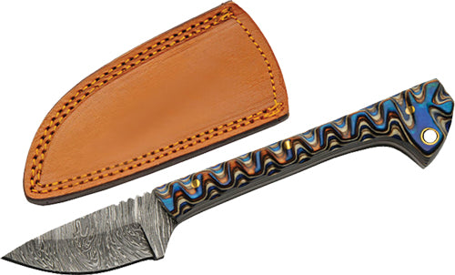 Rite Edge 6.5" Blue Caping Fixed Blade Knife with Leather Sheath
