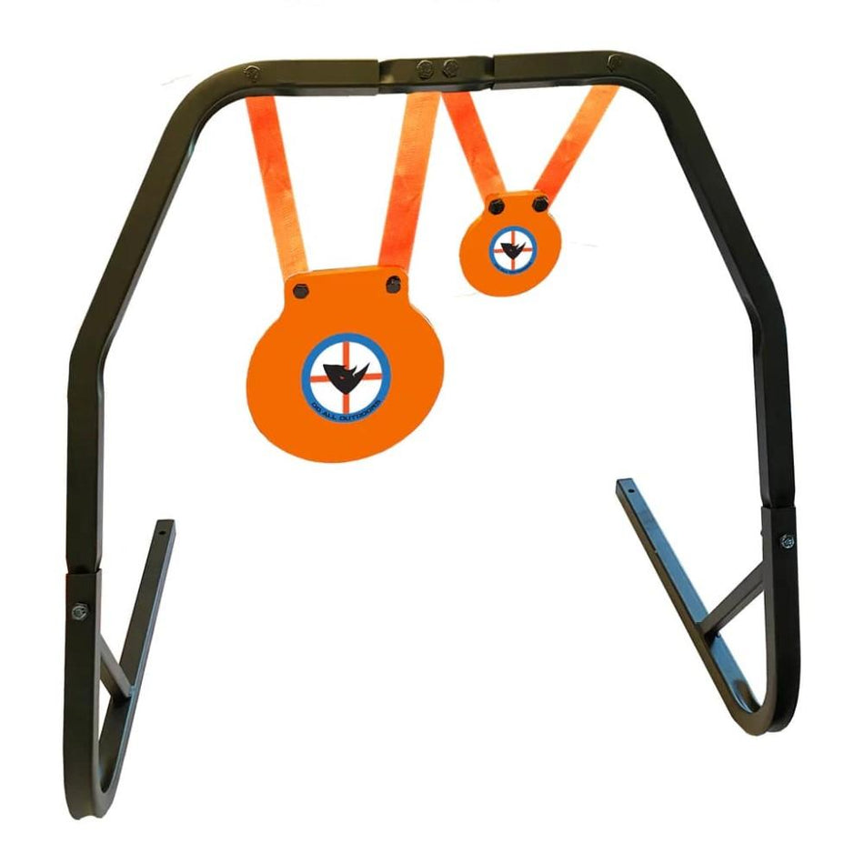 Do All Outdoors High Caliber Steel Gong Stand with 8" & 4" NM500 Plates - Orange