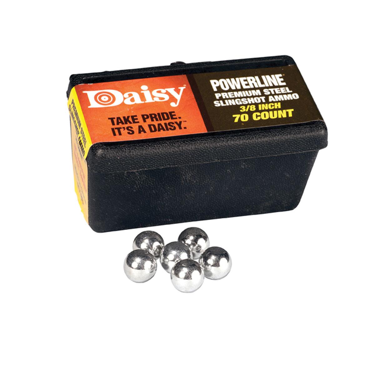 Daisy PowerLine Steel Slingshot Ammo 3/8" 70 Rounds with Belt Clip Box