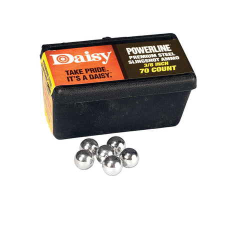 Daisy PowerLine Steel Slingshot Ammo 3/8" 70 Rounds with Belt Clip Box