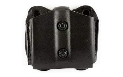 DeSantis Gunhide A01BJGGZ0 Ambidextrous Double Mag Pouch, 9mm, Snap-to-Belt, Adjustable Tension, Black Leather