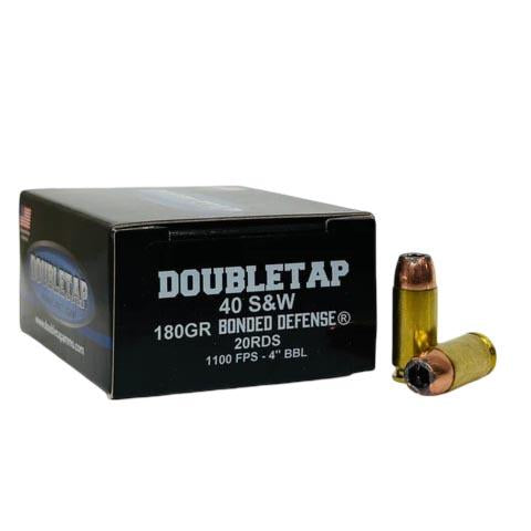 DoubleTap .40 S&W Handgun Ammo Bonded Defense Jacketed Hollow Point JHP 180 grain 