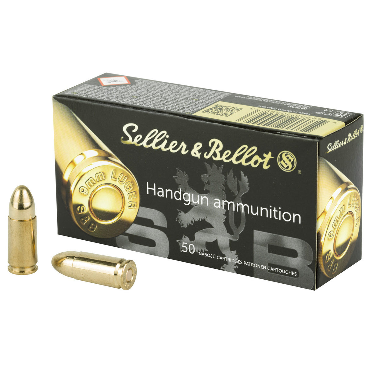 Sellier and Bellot 9mm Luger / Parabellum Handgun Ammo Handgun Full Metal Jacket FMJ 124 grain 