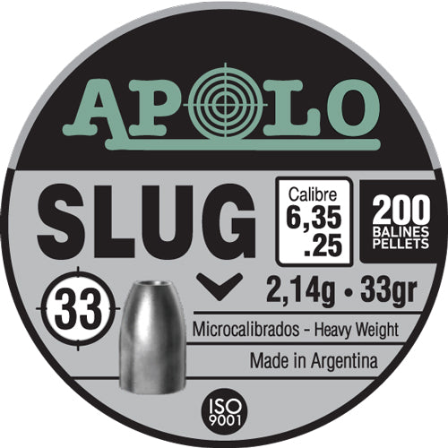 Hatsan Apolo 25 Cal Slug Air Gun Pellets 33gr 200 Pack