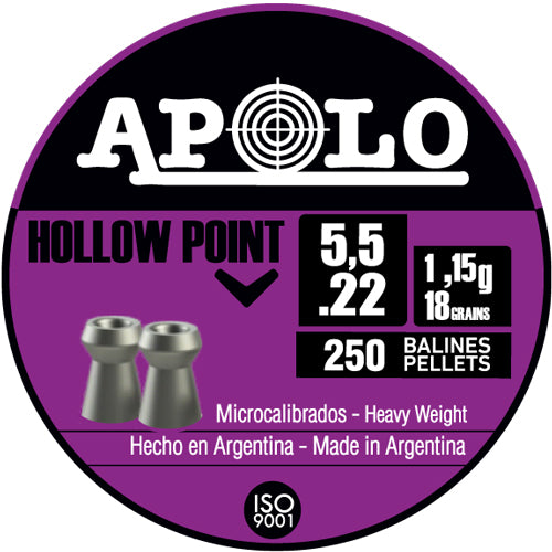 Hatsan Apolo 22 Cal Hollow Point Air Gun Pellets 18gr 250 Pack