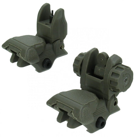 TacFire AR-15 Low Profile 45-Degree Pop-Up Iron Sights OD Green