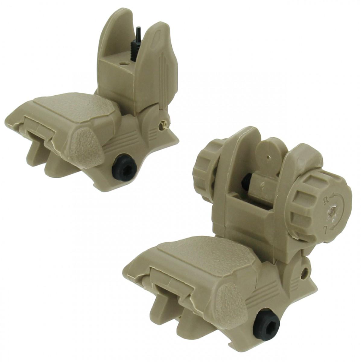TacFire AR-15 45 Degree Low Profile Pop-Up Backup Sights Tan
