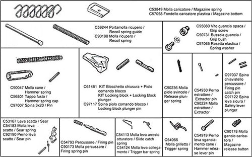 Beretta 92 Series Pistol Spare Parts Repair Kit 27pc