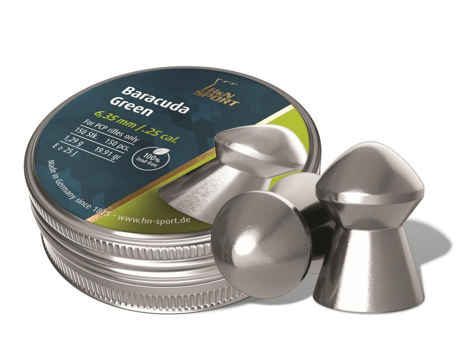 H&N Baracuda Green Lead-Free .25 Caliber Air Gun Pellets 150ct
