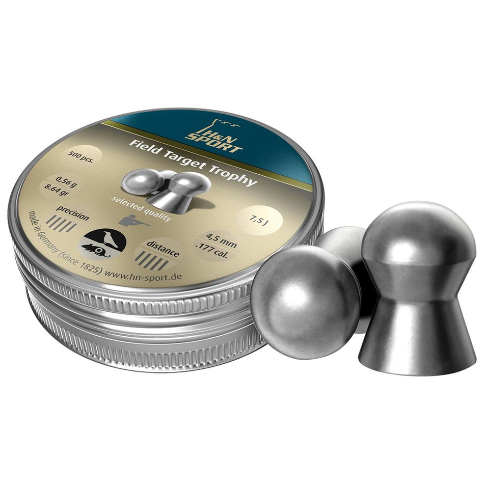 H&N Field Target Trophy .177 Caliber 4.50mm Head Pellets 500/ct