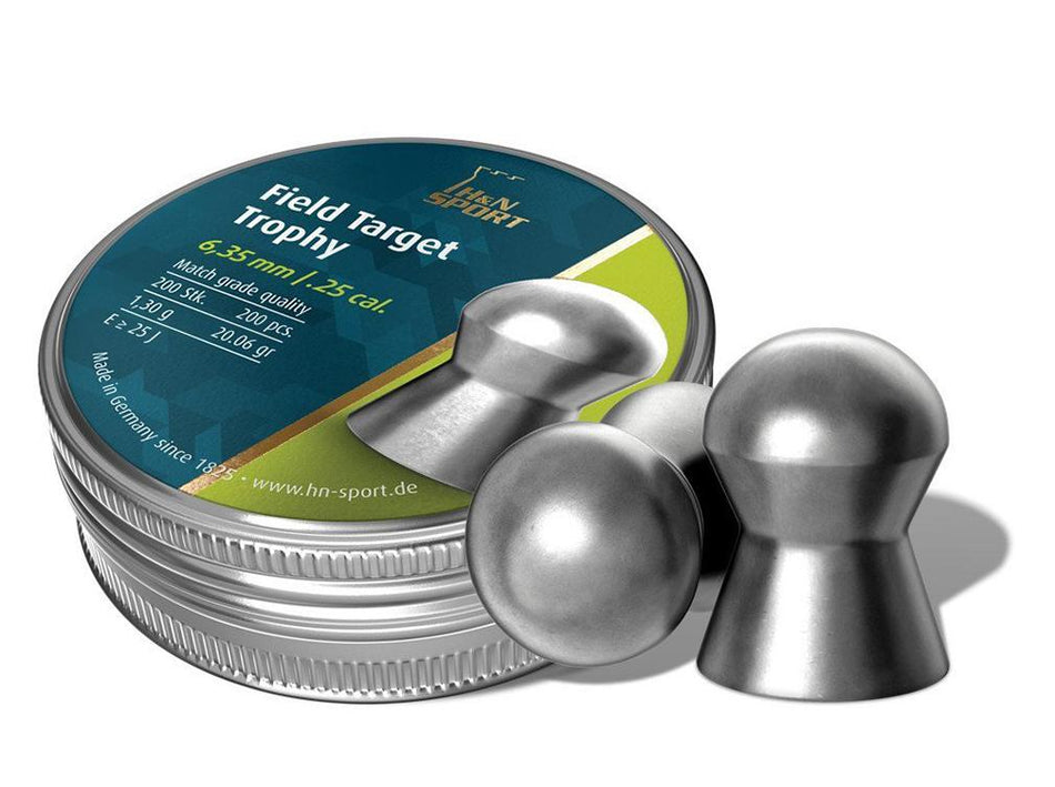 H&N Field Target Trophy Lead Air Gun Pellets .25 Caliber 20.06 Grain 200 Pack
