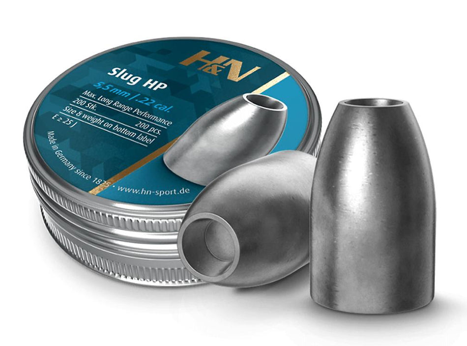 H&N Slug HP .22 Cal 5.53mm 21 Grain Hollow Point Air Pellets 200ct