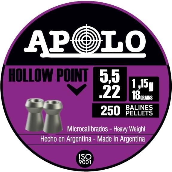 Hatsan Apolo .22 Caliber Hollow Point Pellets 18 Grain 250 per Tin