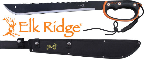 Elk Ridge 24" Blade Machete with Sheath, D-Handle, Black/SS