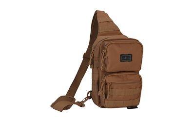 Evolution Outdoor Coyote Tactical Sling Pack with MOLLE Webbing and Multiple Compartments, Polyester