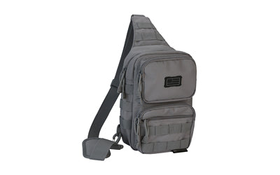 Evolution Outdoor Gray Tactical Sling Pack with MOLLE Webbing and Multiple Compartments, Polyester