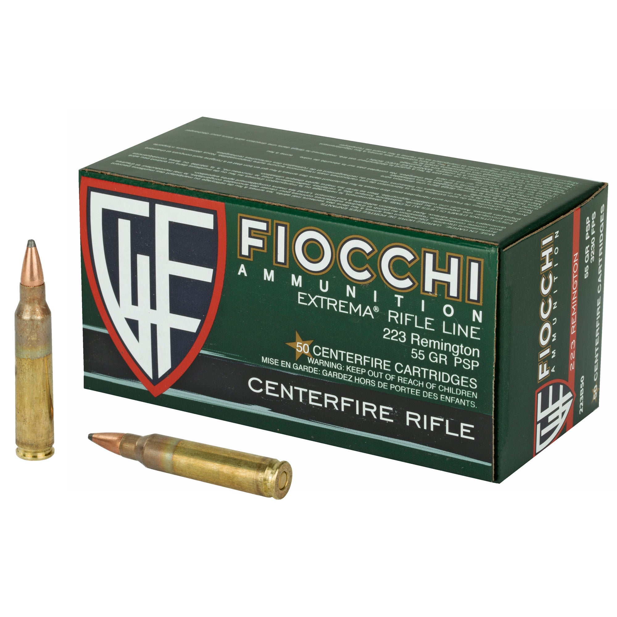 Fiocchi .223 Remington 223B50 Field Dynamics Pointed Soft Point PSP 55 Grain