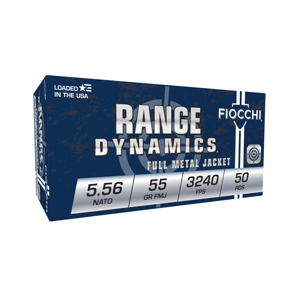 Fiocchi 5.56x45mm NATO Rifle Ammo Range Dynamics M193 Full Metal Jacket FMJ 55 grain 