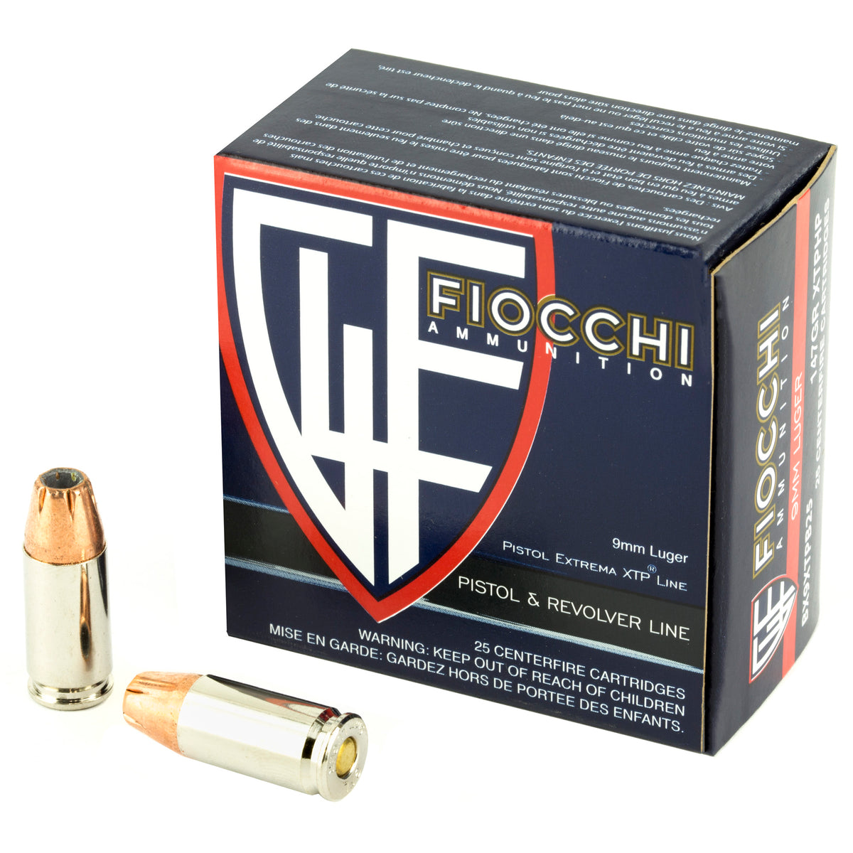 Fiocchi 9mm Luger/Parabellum 9XTPB25 Hyperformance Hornady XTP Hollow Point HP 147 Grain