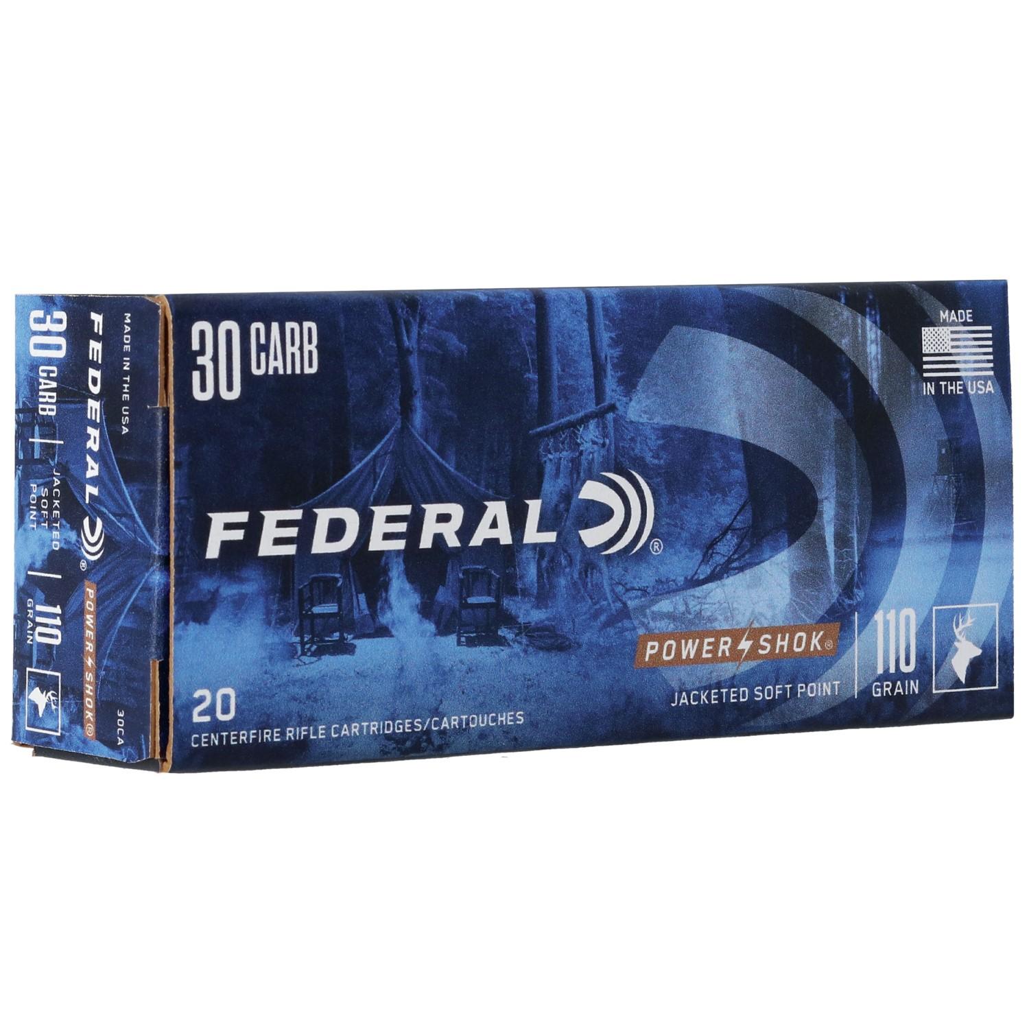 Federal .30 Carbine 30CA PowerShok Soft Point Round Nose 110 Grain