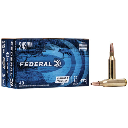 American Eagle .243 Winchester AE24375VP Varmint & Predator Jacketed Hollow Point JHP 75 Grain