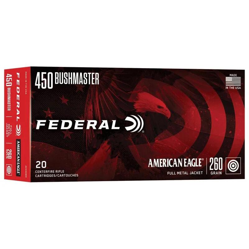 Federal .450 Bushmaster Rifle Ammo AMERICAN EAGLE Full Metal Jacket FMJ 260 grain 