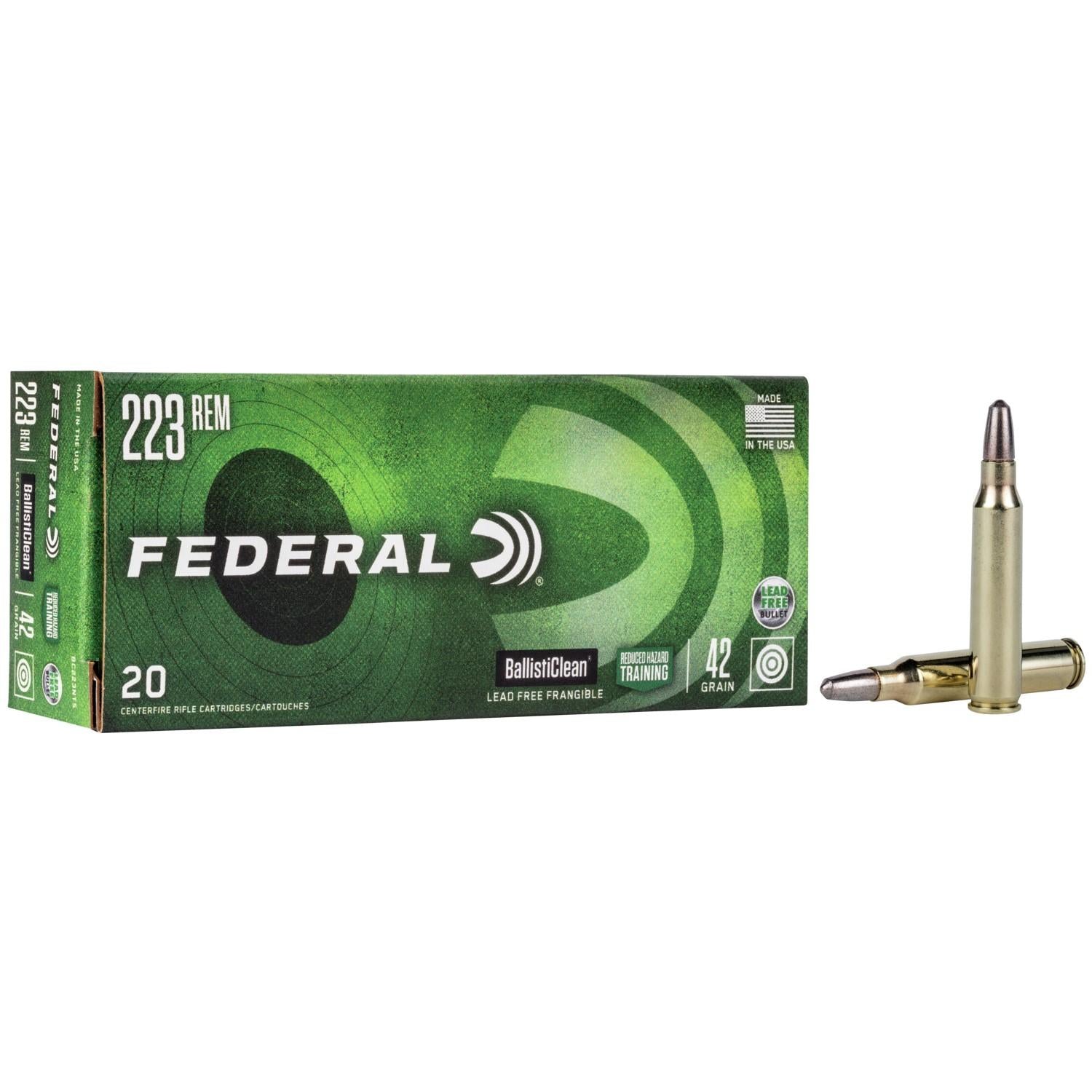 Federal .223 Remington BC223NT5 Ballisticlean Reduced Hazard Training Lead Free Frangible 42 Grain