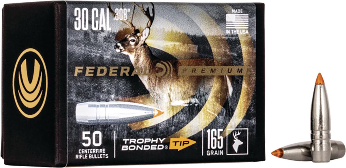 Federal .308 Caliber Trophy Bonded Tip 165 gr CB Bullets 50-Round