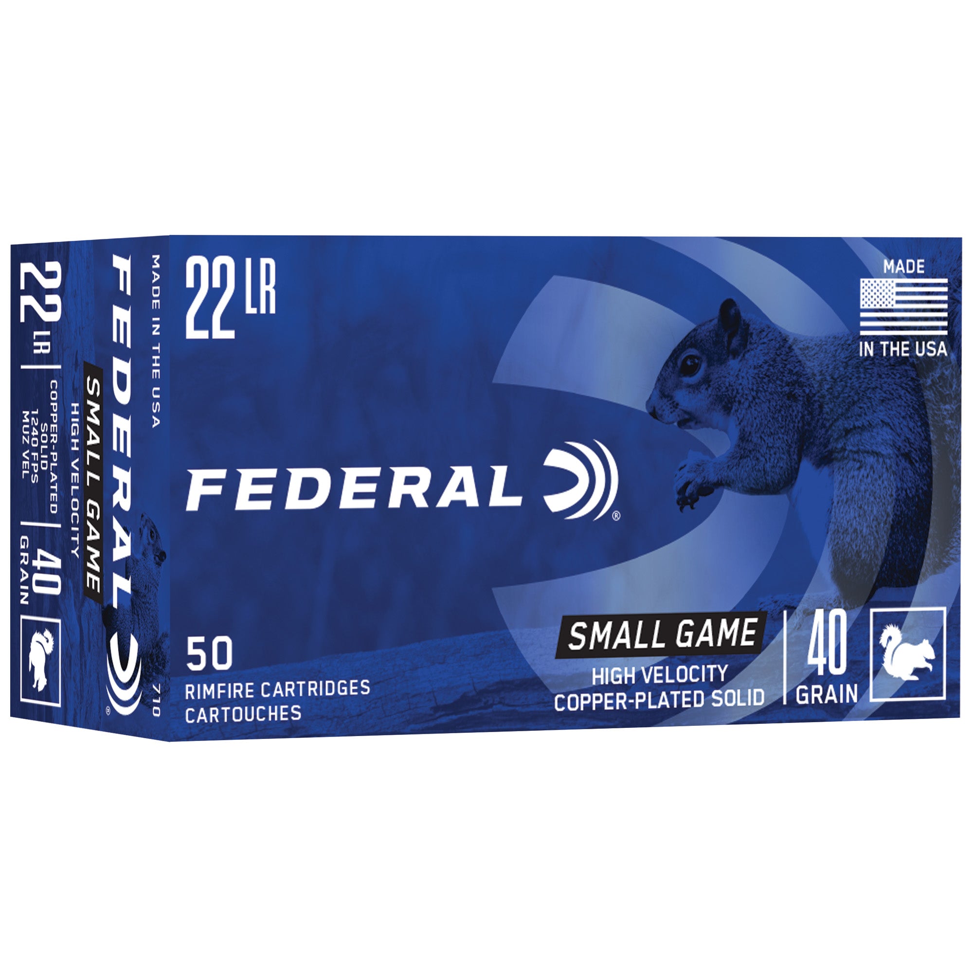 Federal .22 Long Rifle Rimefire Ammo Game-Shok Copper Plated Solid Solid 40 grain 