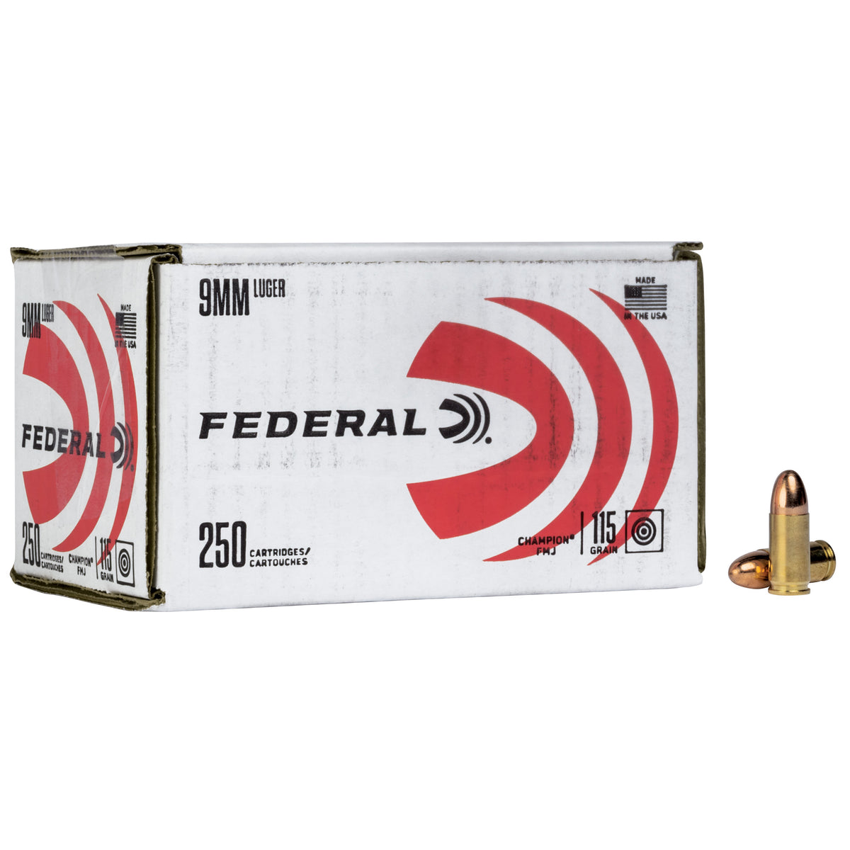Federal 9mm Luger/Parabellum C9115A250 Champion Training Full Metal Jacket FMJ 115 Grain