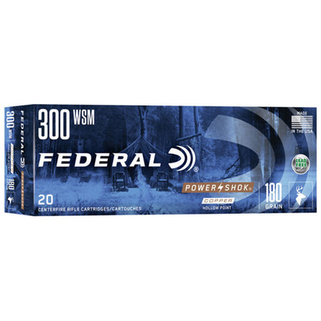 Federal .300 WSM Rifle Ammo Power-Shok Copper Hollow Point CSHP 180 grain 