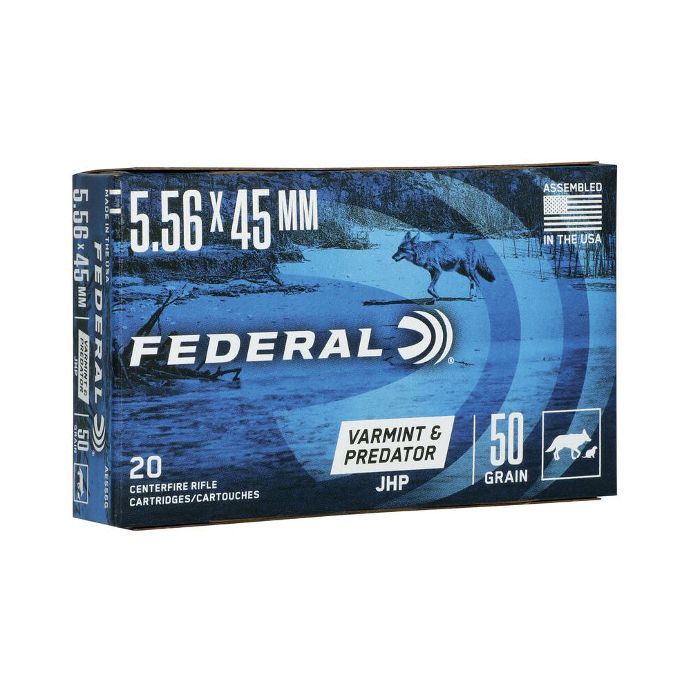 Federal 5.56x45mm NATO Rifle Ammo American Eagle Jacketed Hollow Point JHP 55 grain 