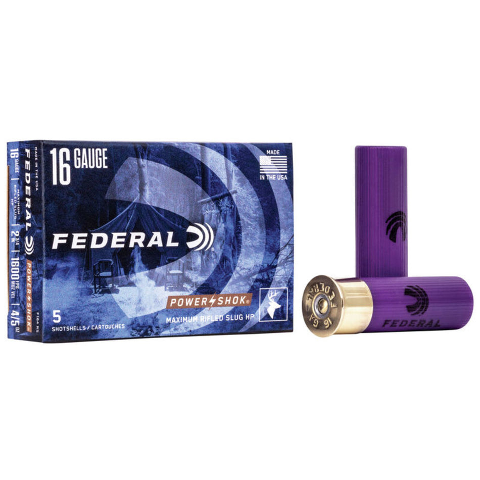 Federal 16 Gauge F164RS Power-Shok Shotshell 2.75" 7/8oz Rifled Slug