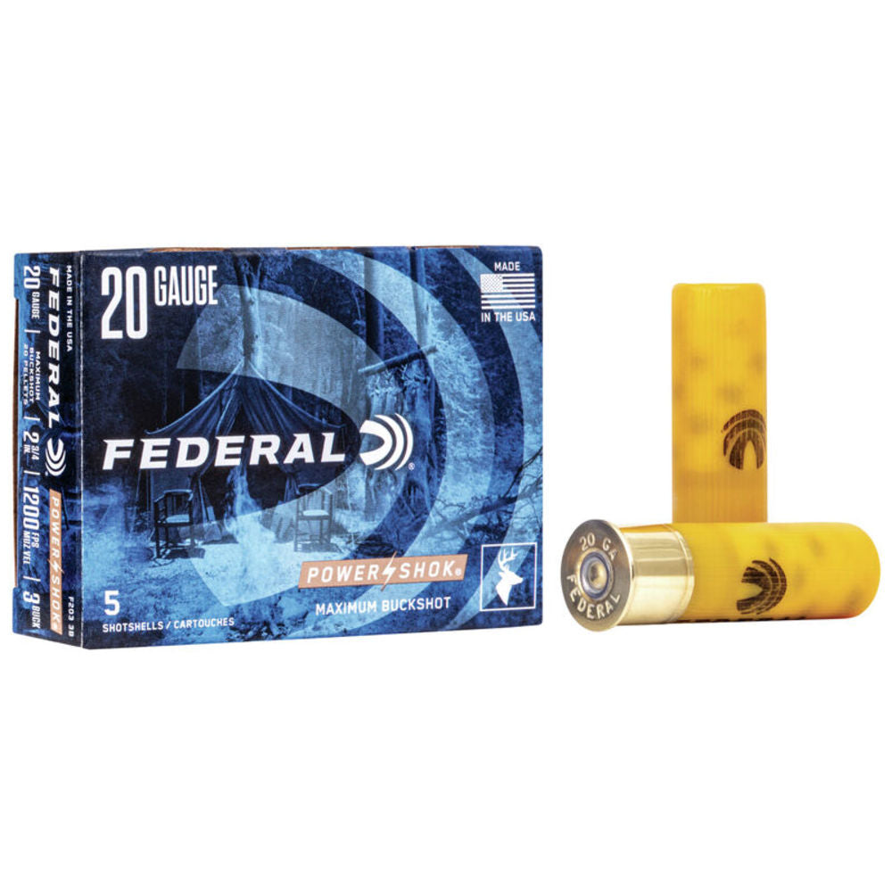 Federal 20 Gauge F2033B Power-Shok Magnum 2.75" 1oz 3 Buck Shot