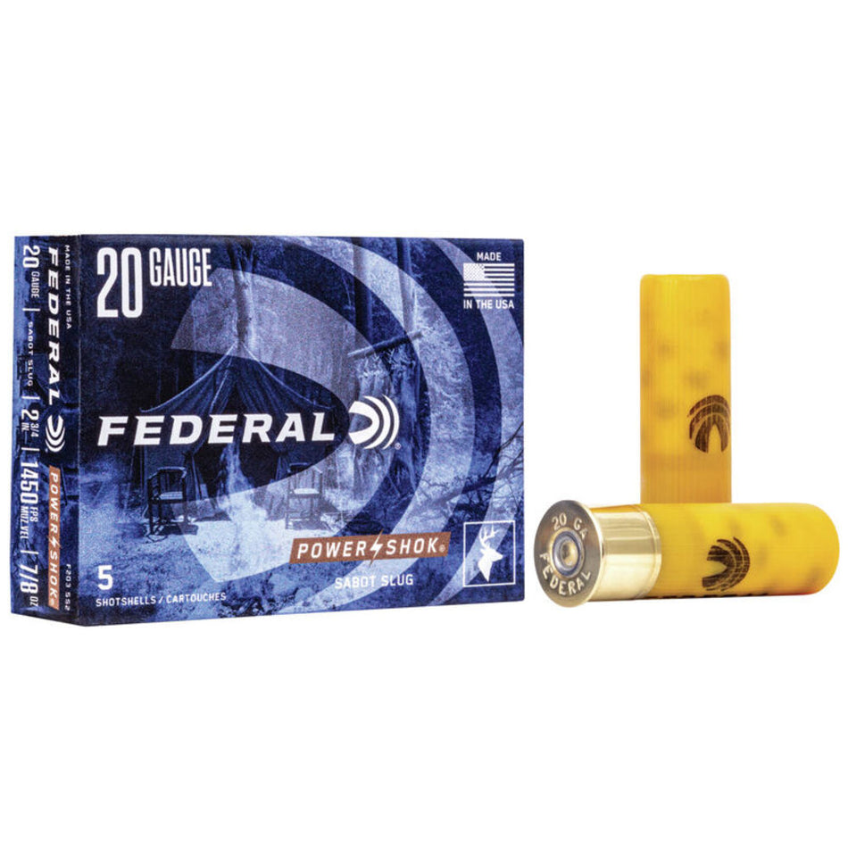 Federal 20 Gauge F203SS2 Power-Shok Shotshell 2.75" 7/8oz Sabot Slug