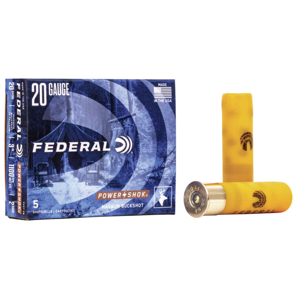 Federal 20 Gauge F2072B Power-Shok Magnum 3" 1-1/4oz 2 Buck Shot