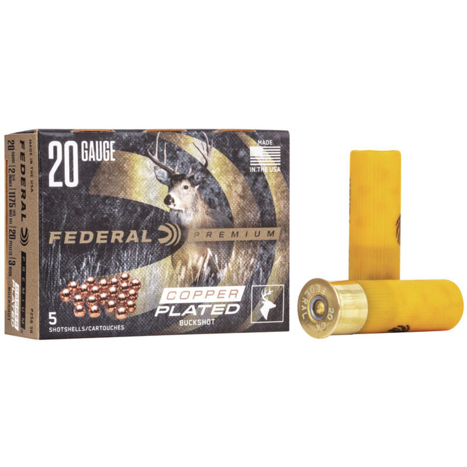 Federal 20 Gauge P2563B Premium Magnum 2.75" 1-1/8oz 3 Buck Shot