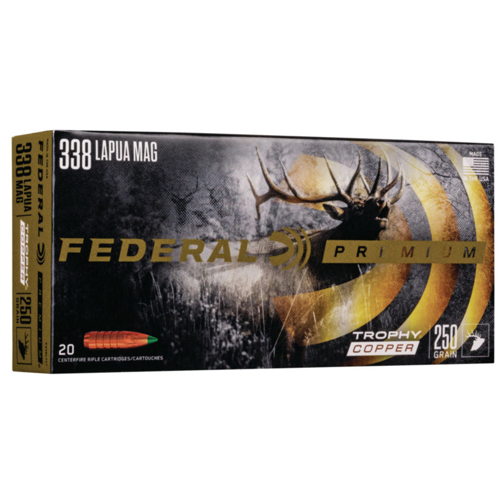 Federal .338 Lapua Magnum Rifle Ammo Trophy Copper Polymer Tip PolyTip 250 grain 