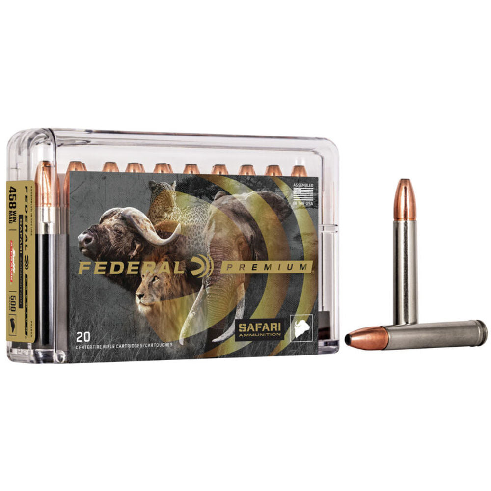 Federal .458 Winchester Mag Rifle Ammo Safari Swift A-Frame CAPE-SHOK JSP 500 grain 
