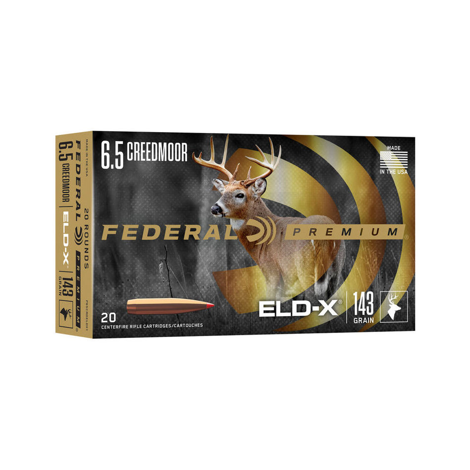 Federal 6.5mm Creedmoor Rifle Ammo Premium ELD-X Extremely Low Drag-eXpanding PolyTip 143 grain 