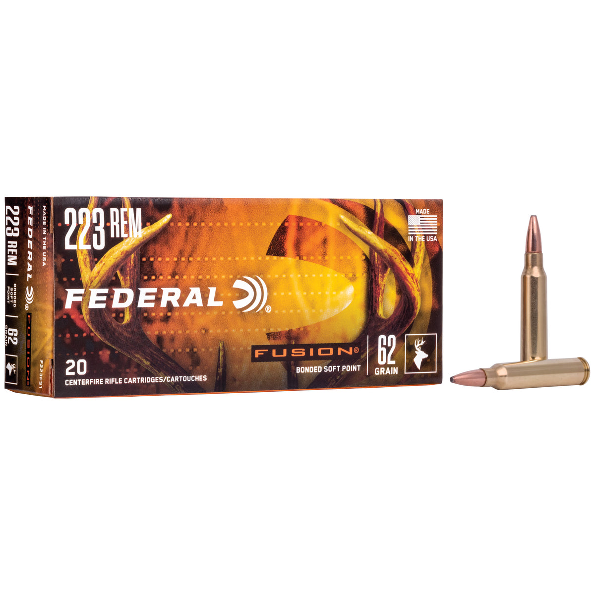 Federal .223 Remington F223FS1 Boat Tail Fusion Soft Point FSP 62 Grain