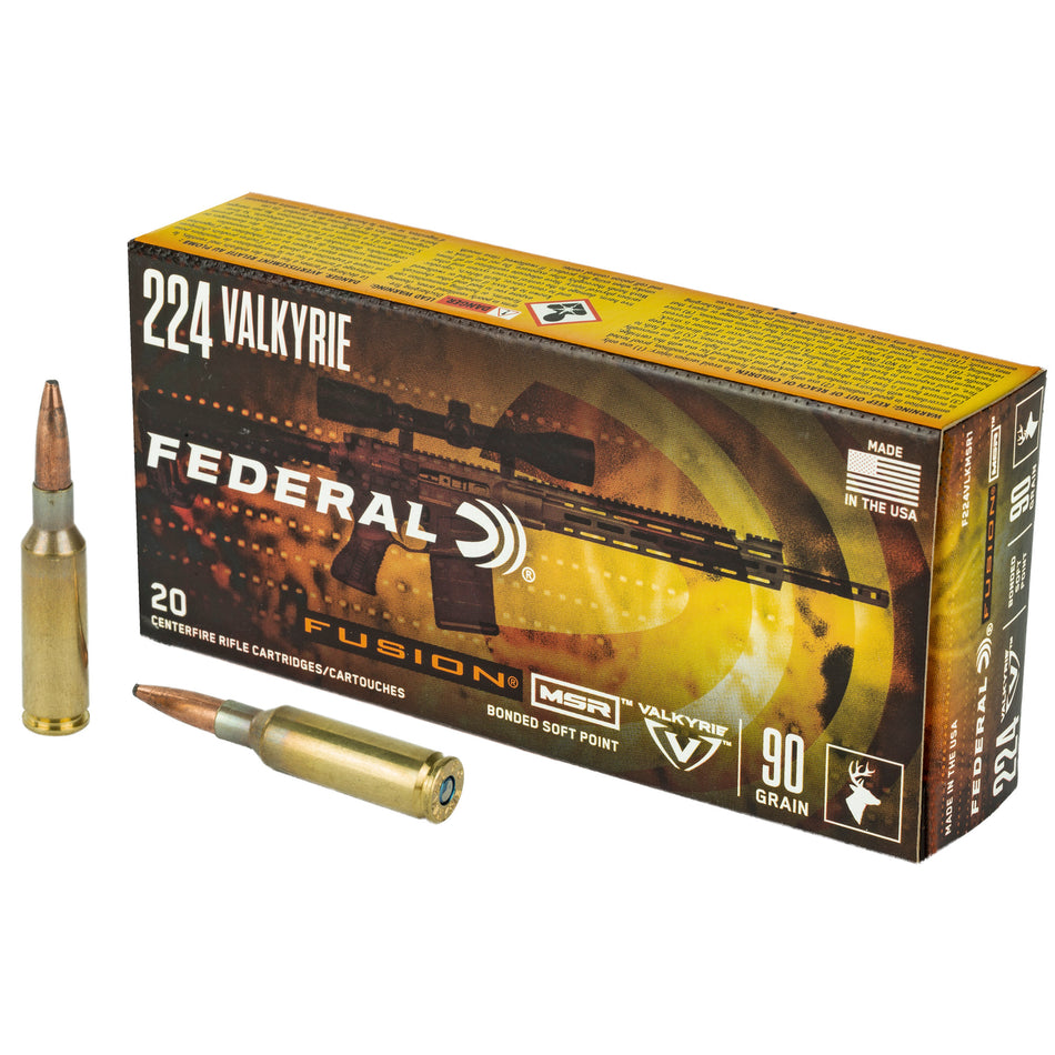 Federal .224 Valkyrie F224VLKMSR1 MSR Boat Tail Fusion Soft Point FSP 90 Grain