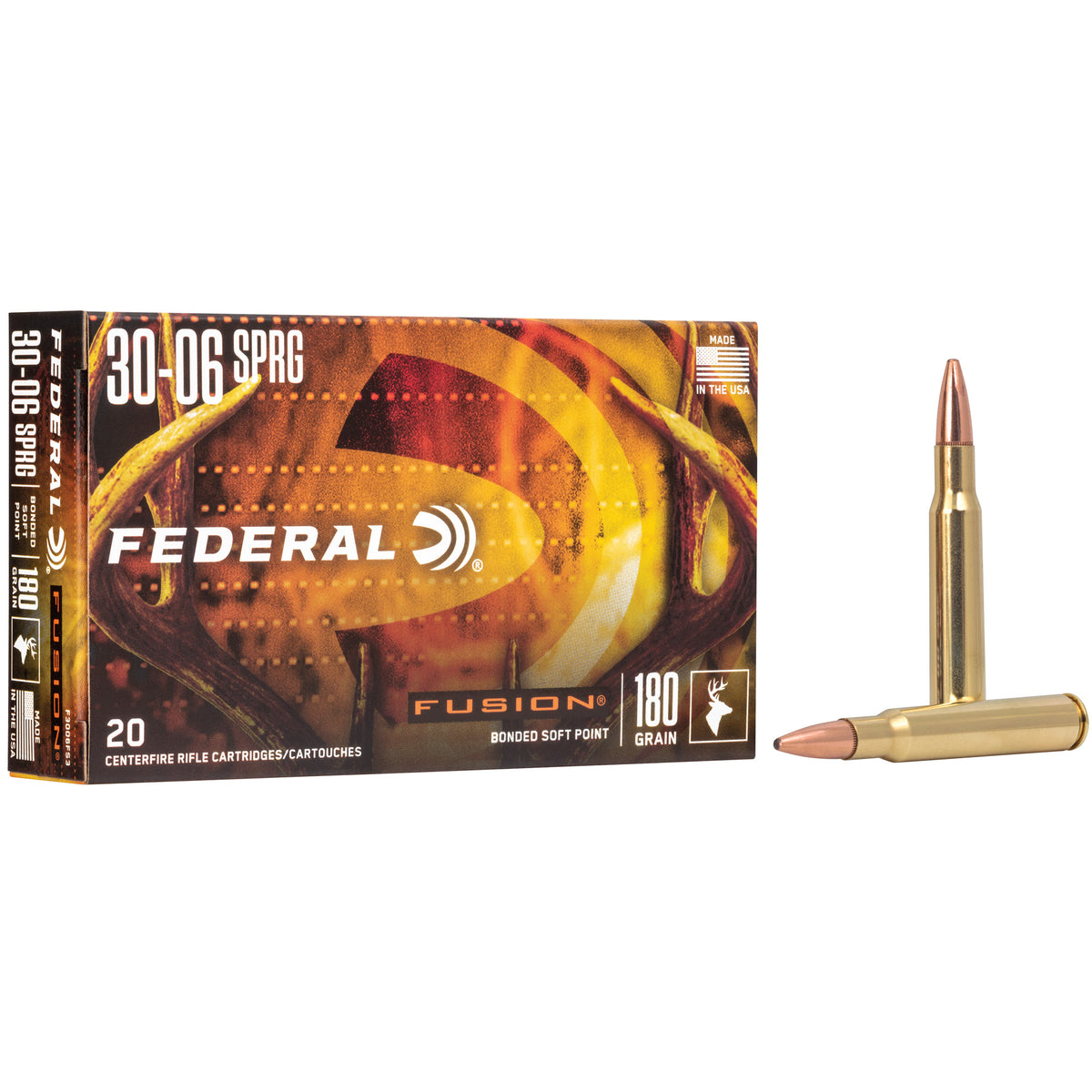 Federal .30-06 Springfield F3006FS3 Boat Tail Fusion Soft Point FSP 180 Grain