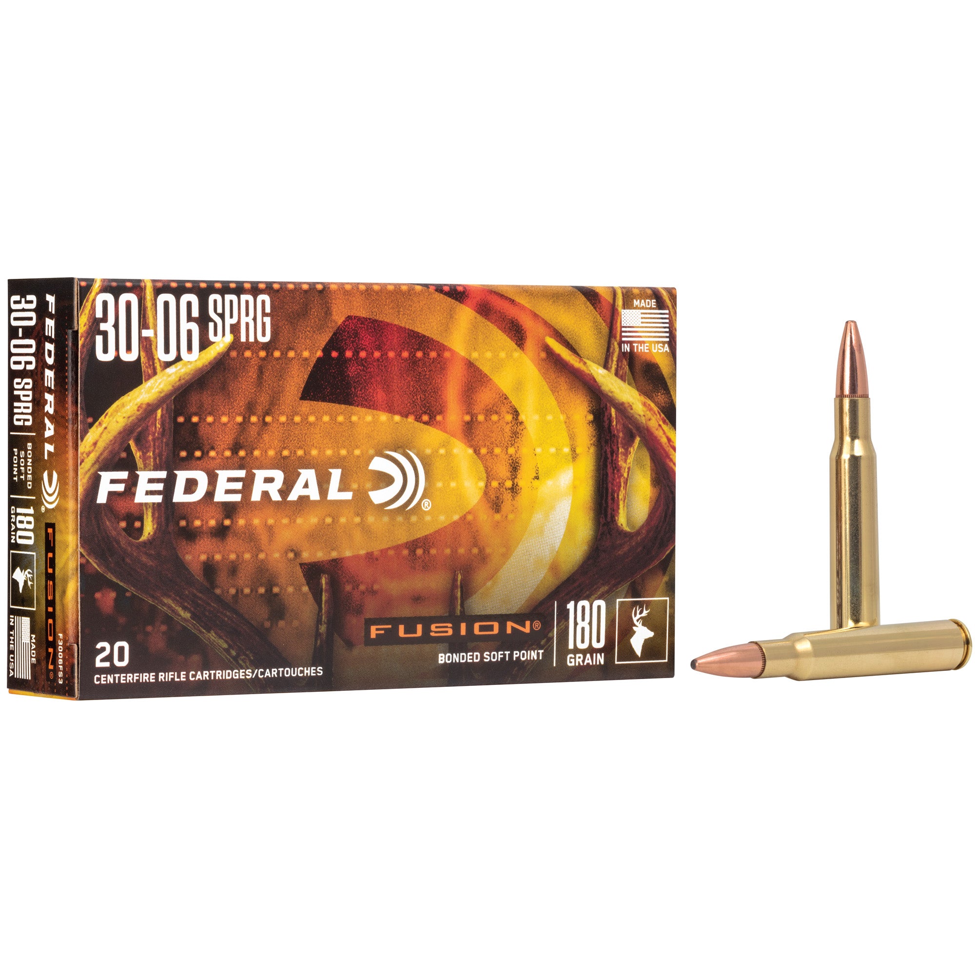 Federal .30-06 Springfield F3006FS3 Boat Tail Fusion Soft Point FSP 180 Grain